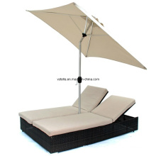 Dual Chaise Double Lounge Chair Furniture with Umbrella